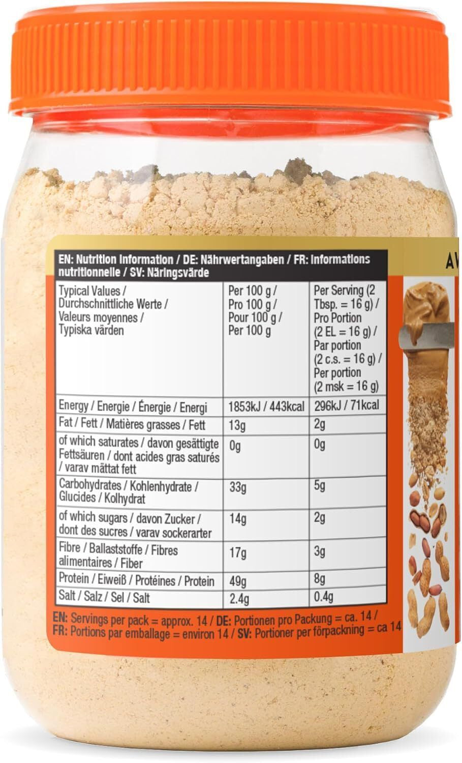 Pbfit Peanut Butter Powder - 87% Less Fat, High Protein, Gluten Free 225G 425G