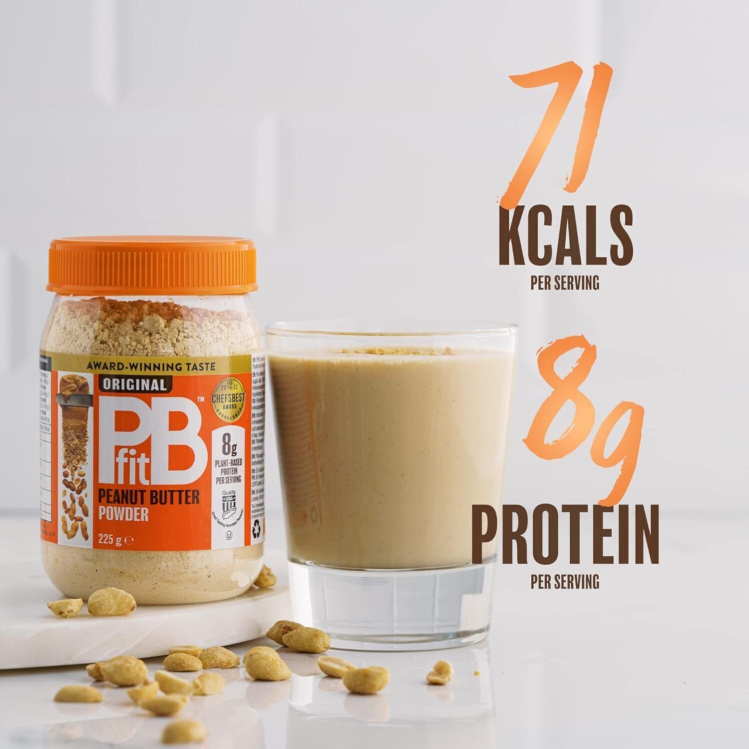 Pbfit Peanut Butter Powder - 87% Less Fat, High Protein, Gluten Free 225G 425G