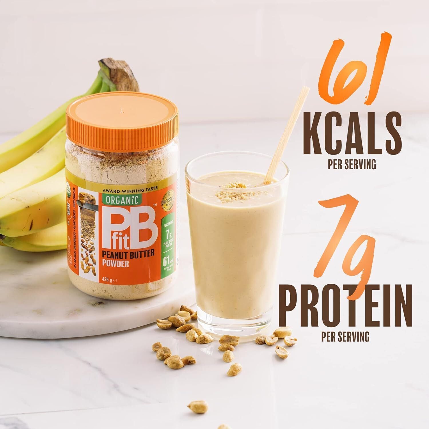 Pbfit Peanut Butter Powder - 87% Less Fat, High Protein, Gluten Free 225G 425G